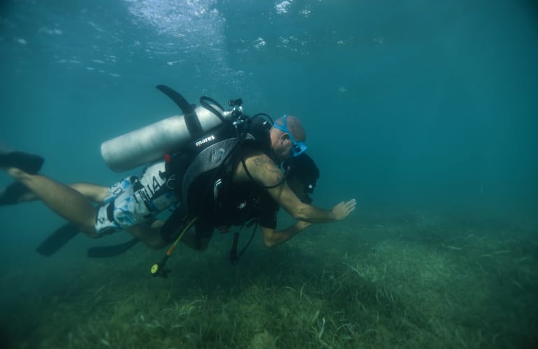 Taucherische Entdeckung in Saint-François, Guadeloupe