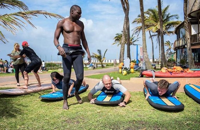 Surf lessons on the Kwazulu Natal coastline