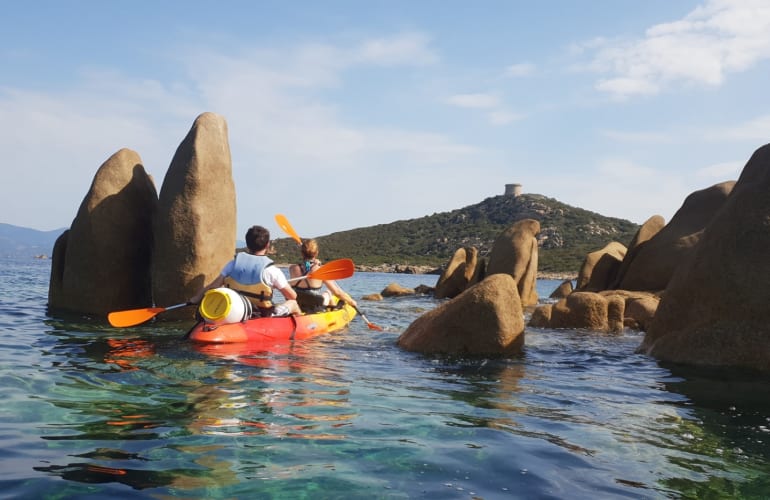 Sea kayaking excursion in the bay of Campomoro, near Propriano
