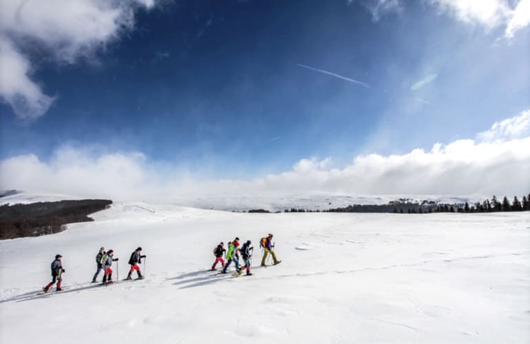 Randonnée raquettes à neige autour du Lioran, Massif du Cantal
