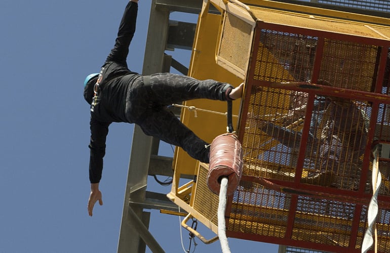 The highest Bungee Jump and Slingshot in Spain in Lloret de Mar, Costa Brava