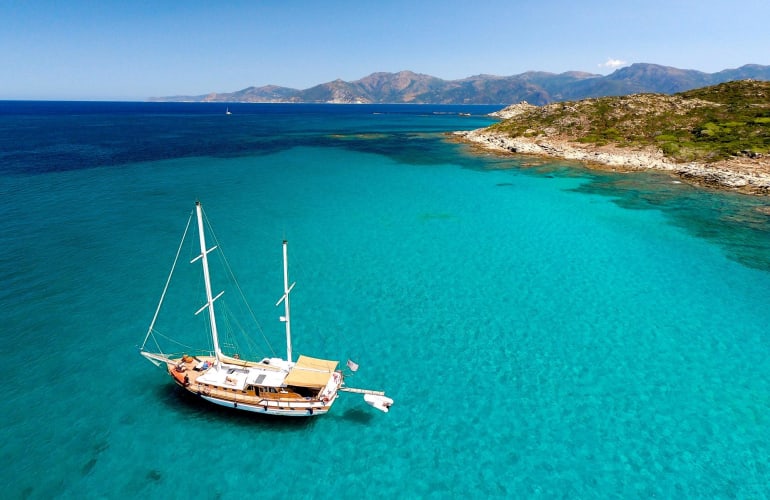 Boat cruise in the Gulf of Saint-Florent, Corsica