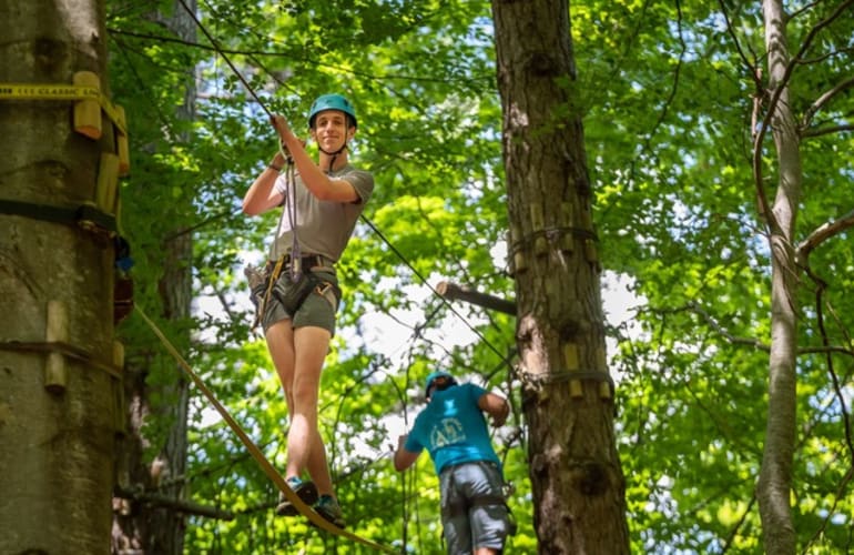 Tree climbing park of Vizzavona in Bocognano in the center of Corsica