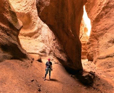 Person in rocky environment