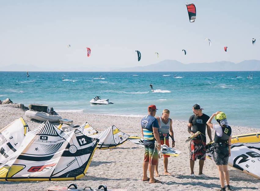 Kitesurfing at Theologos Beach in Rhodes