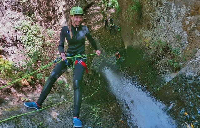 Woman abseiling