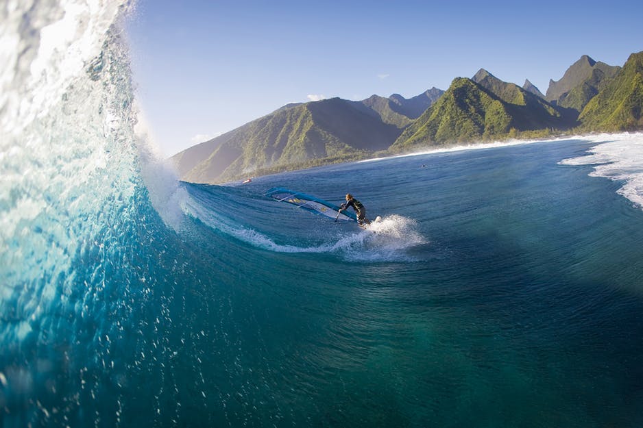 Teahupo'o wave; surfing Tahiti