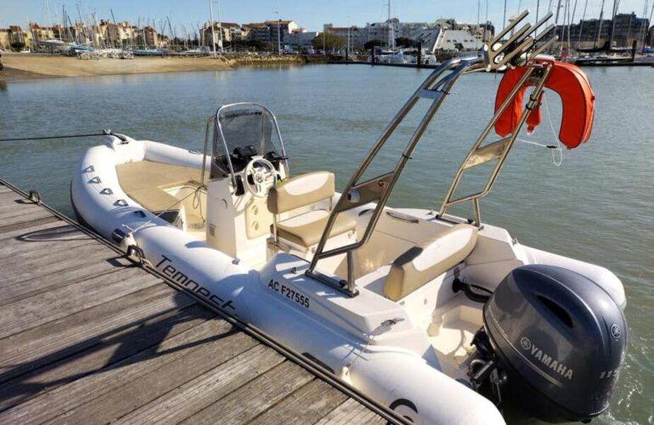 Boat moored in port 