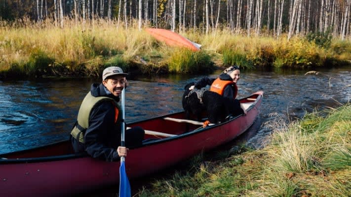 Canoeing on the river Pyhäjoki in Pyha