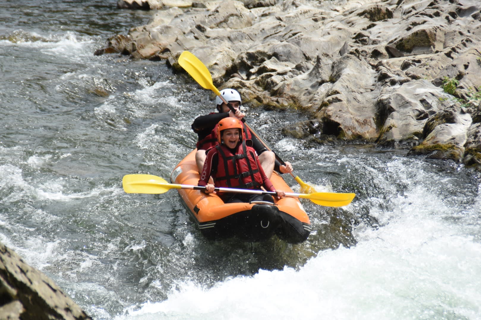 Kayak-raft Excursion - Rafting in inflatable kayaking or canoeing down ...