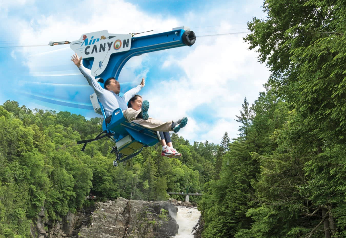 Ziplining above the Sainte-Anne canyon