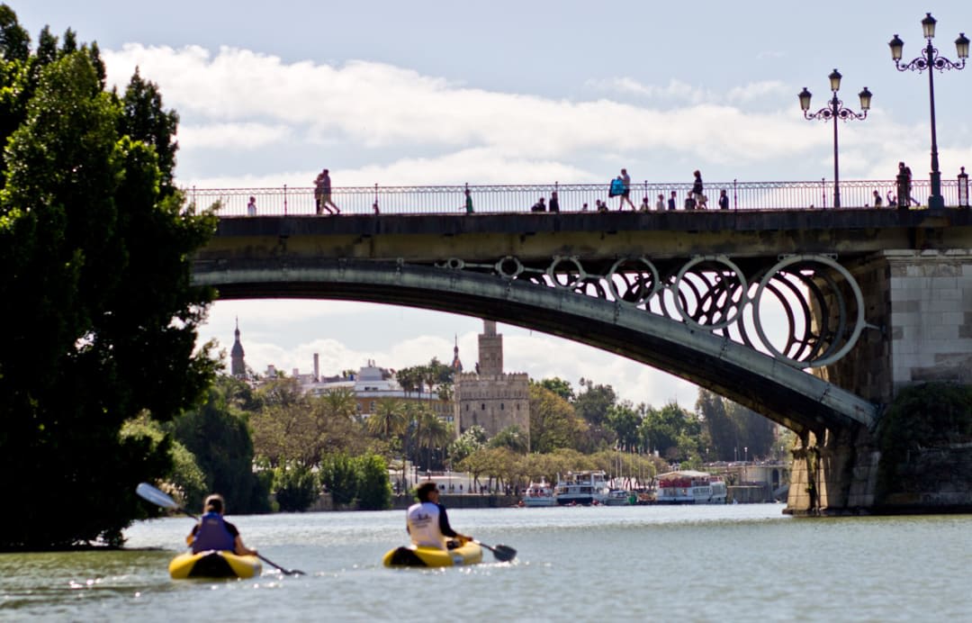 Kayaking down the Guadalquivir River in Sevilla