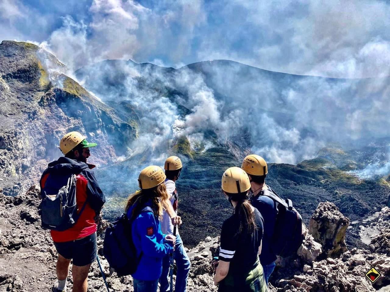 Hiking an active volcano with a guide