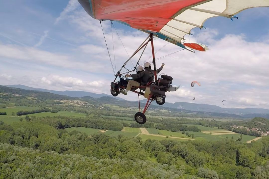 Tilting Microlight Flight over Lake Bourget, near Aix-les-Bains