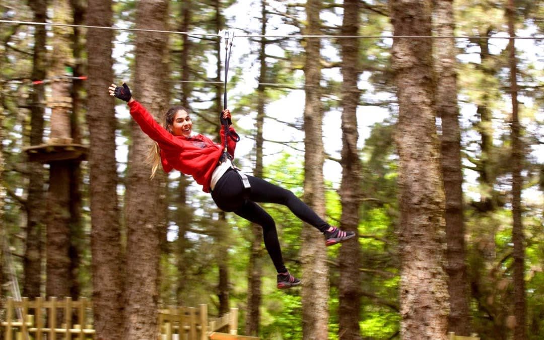 Girl on a zipline