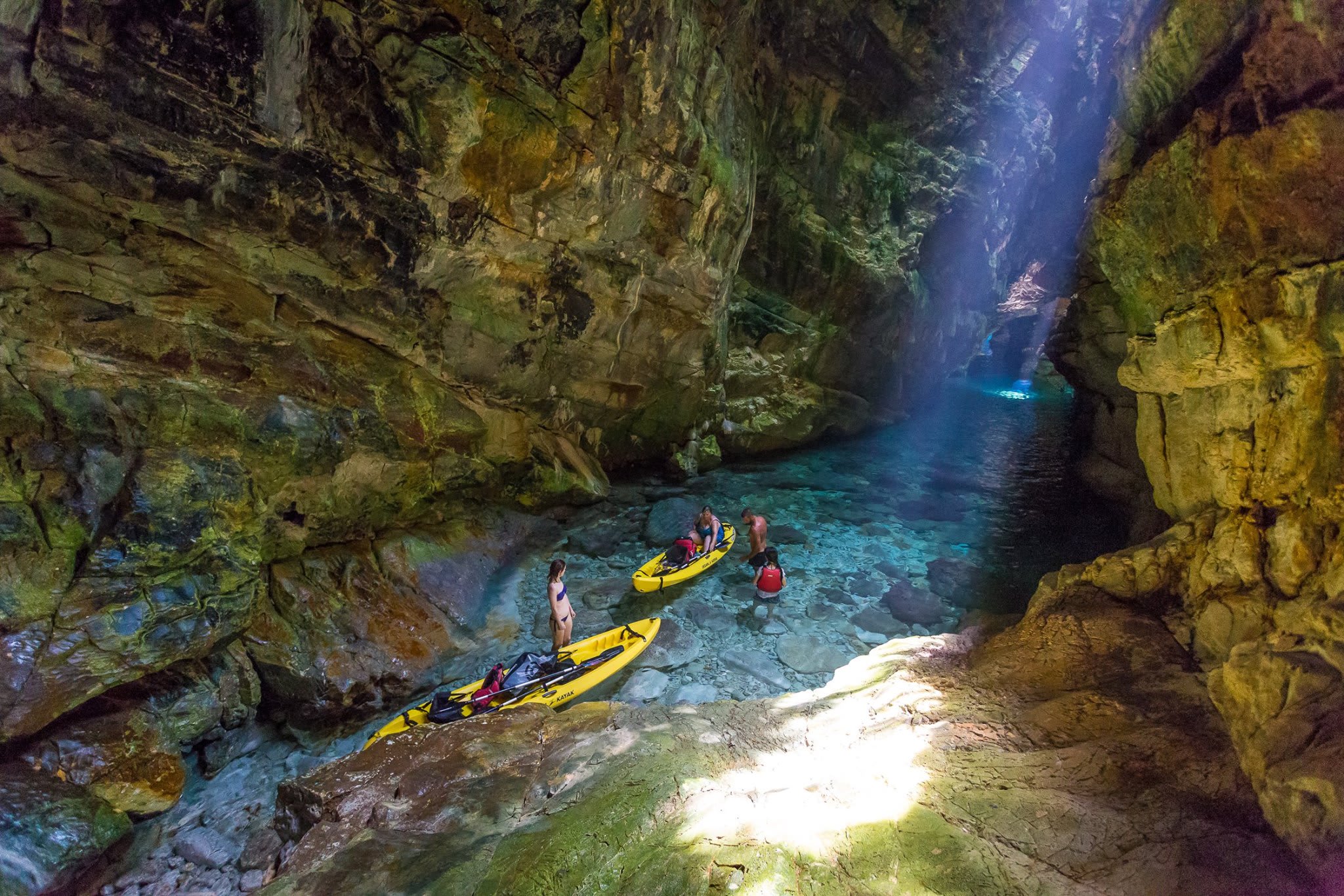 Sea kayaking in the cave at Dugi Otok, Croatia