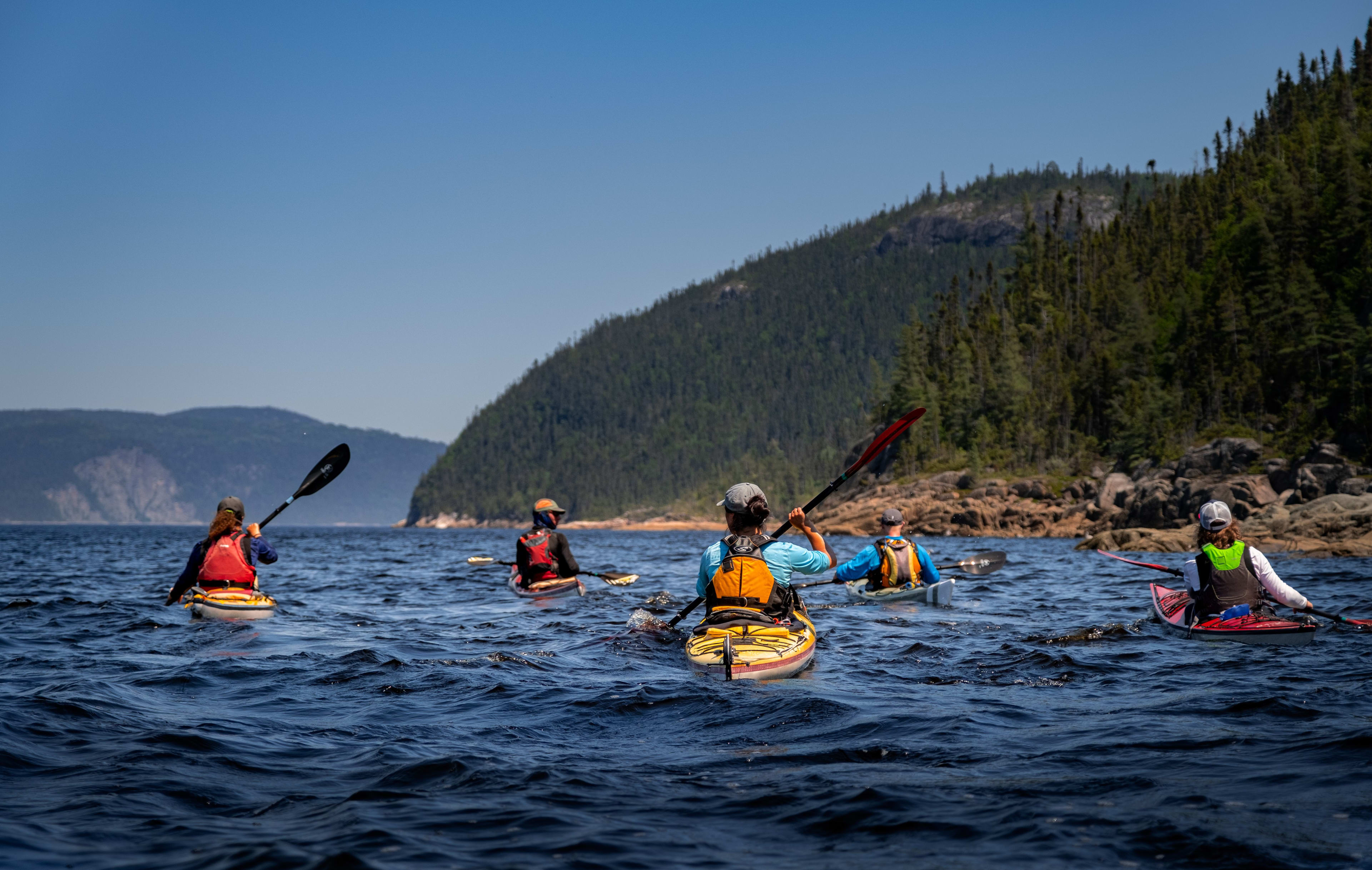 Kayak de mar en el fiordo de Saguenay (Quebec)