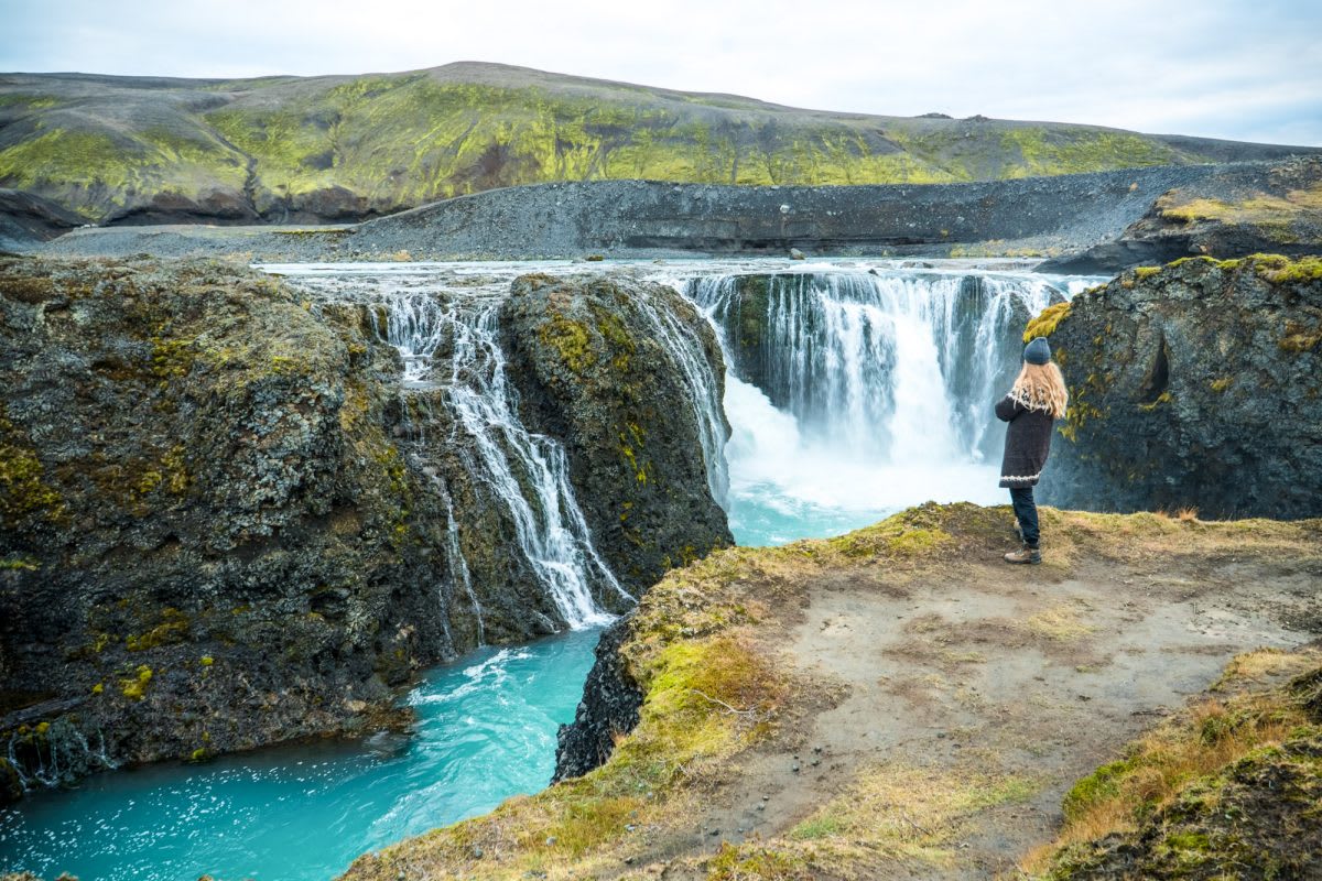 Landscape with waterfall in Iceland