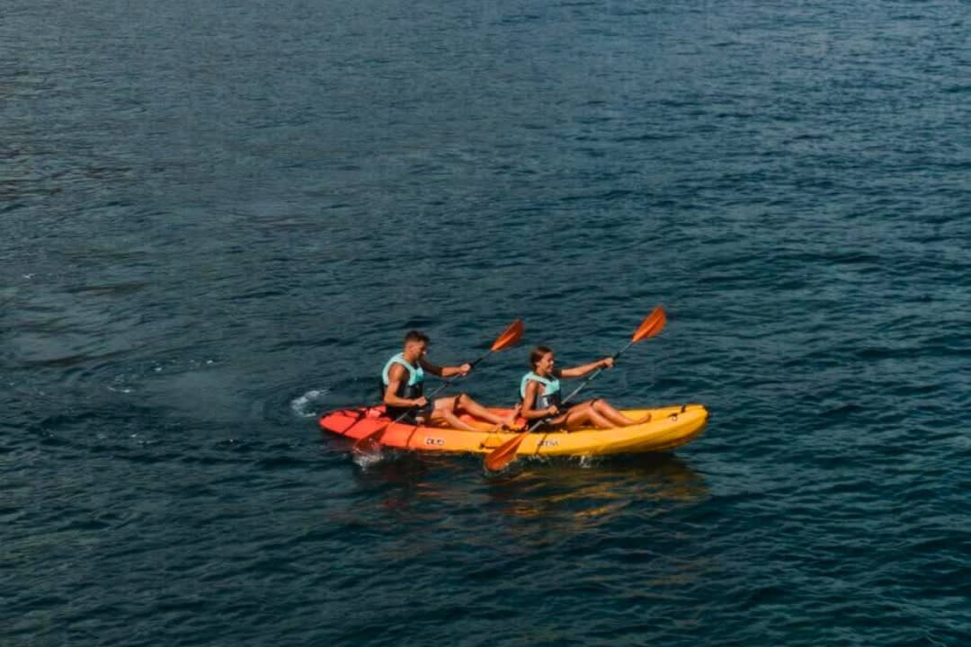 A couple sea kayaking in Terceira