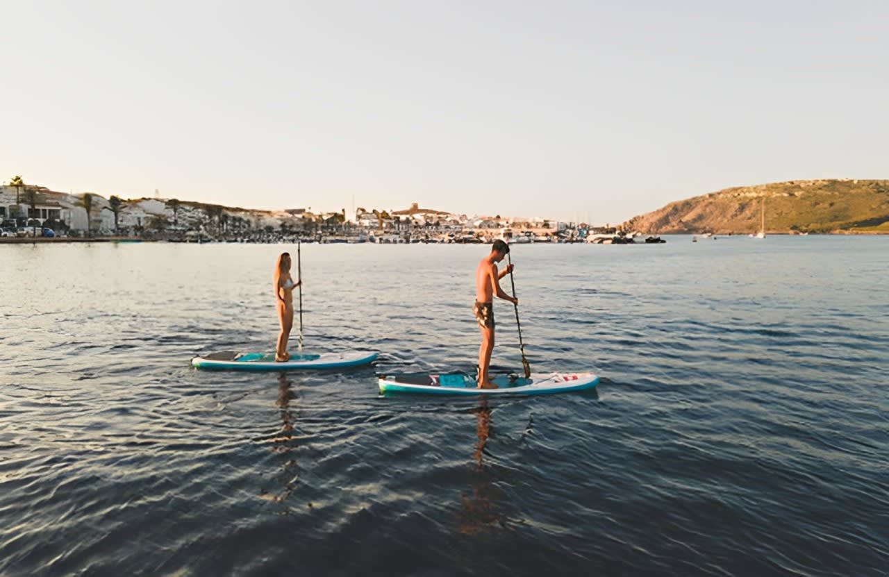 Paddle surfing in Menorca