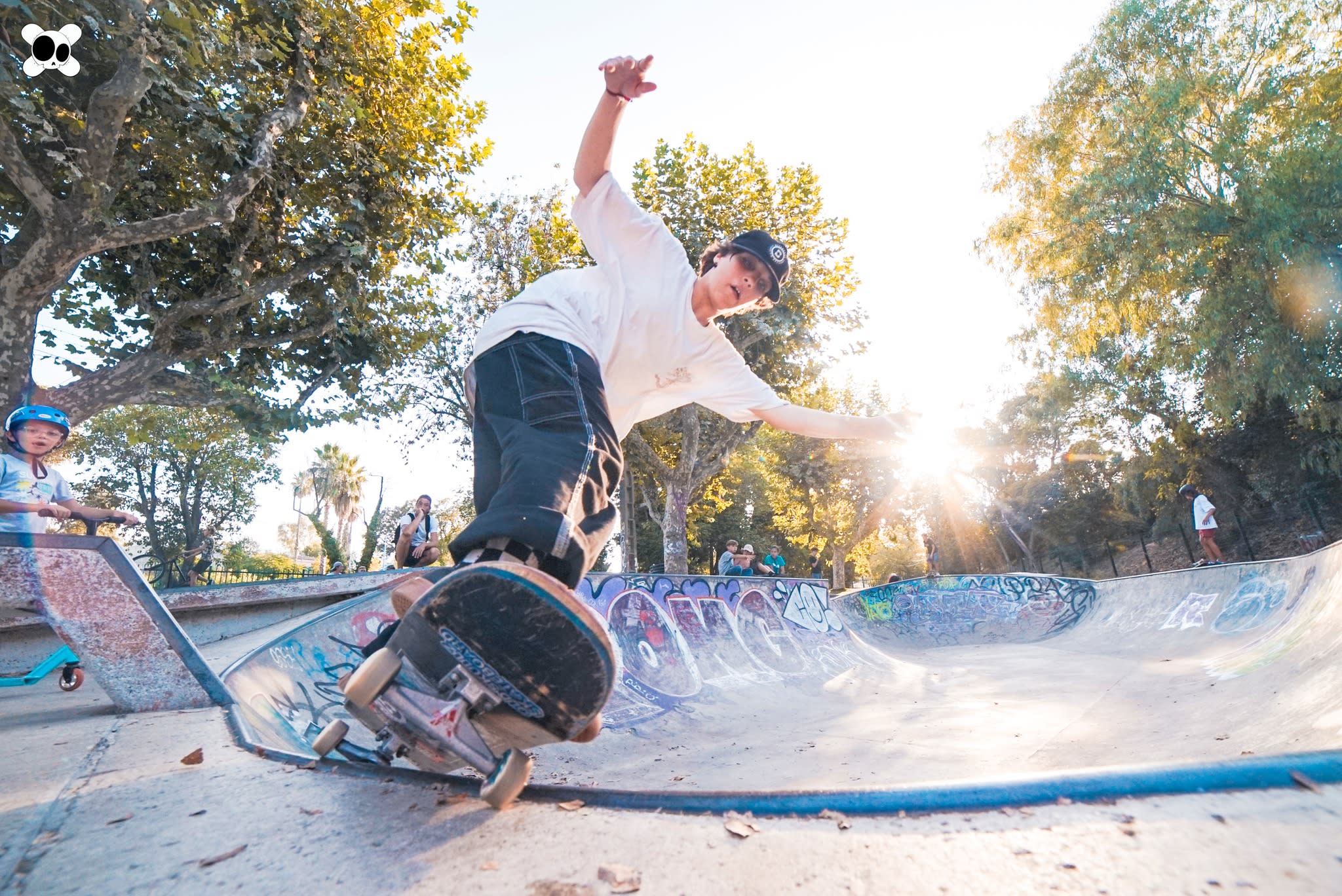 skateboarding in a bowl (park)