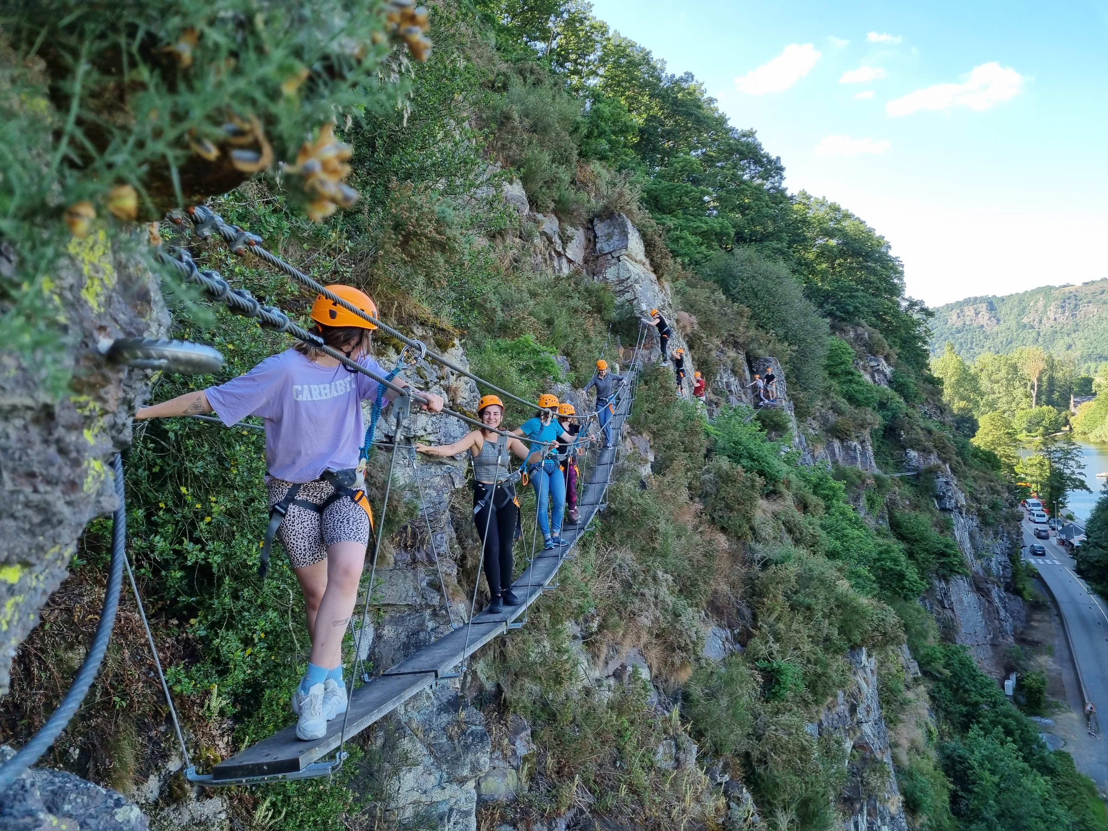 The Manawa team on a suspension bridge