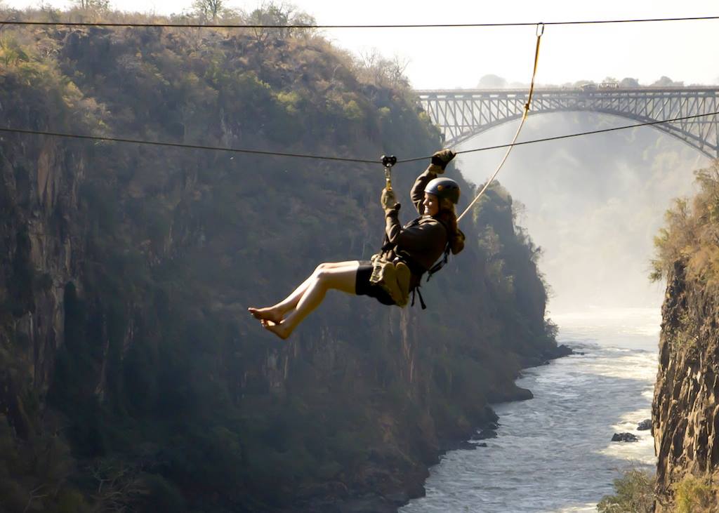 Zipline above the Victoria Falls in Zimbabwe