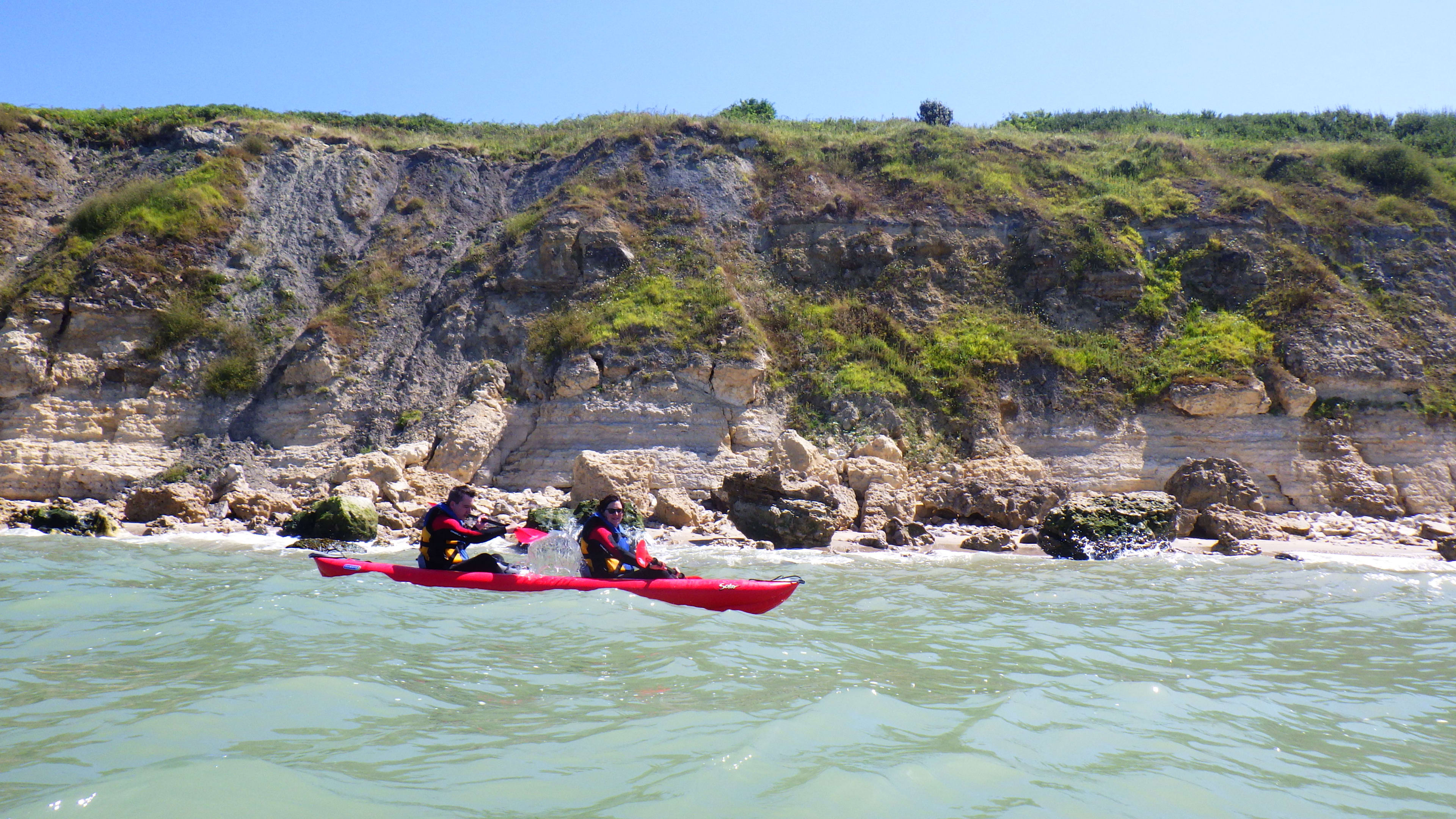 Sea kayaking by the Norman cliffs of Etretat