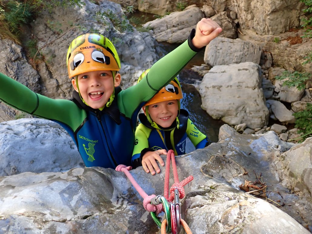 Initiation Canyoning with kids near Tignale, Lake Garda