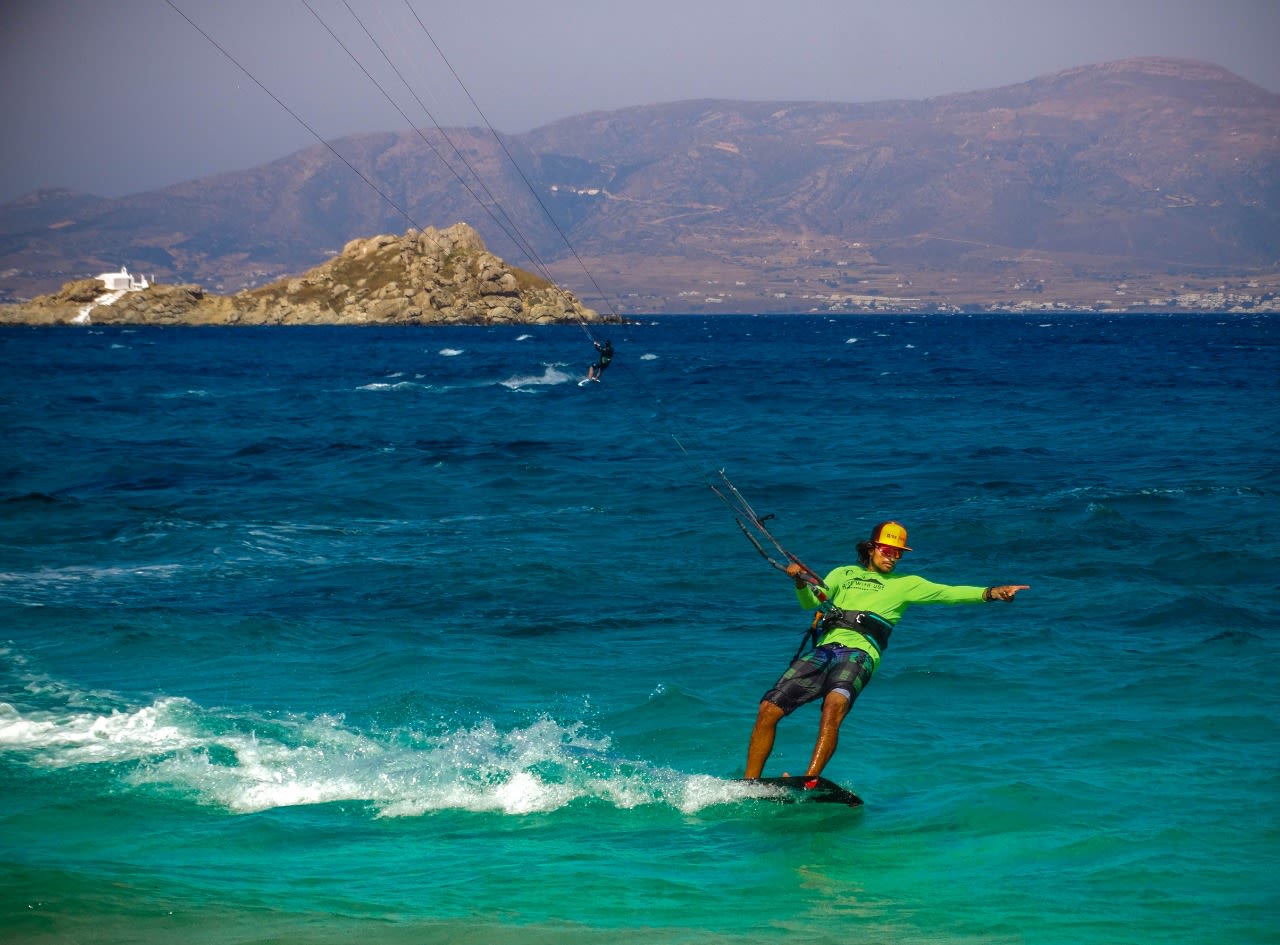 Kitesurfen in Naxos, Griechenland