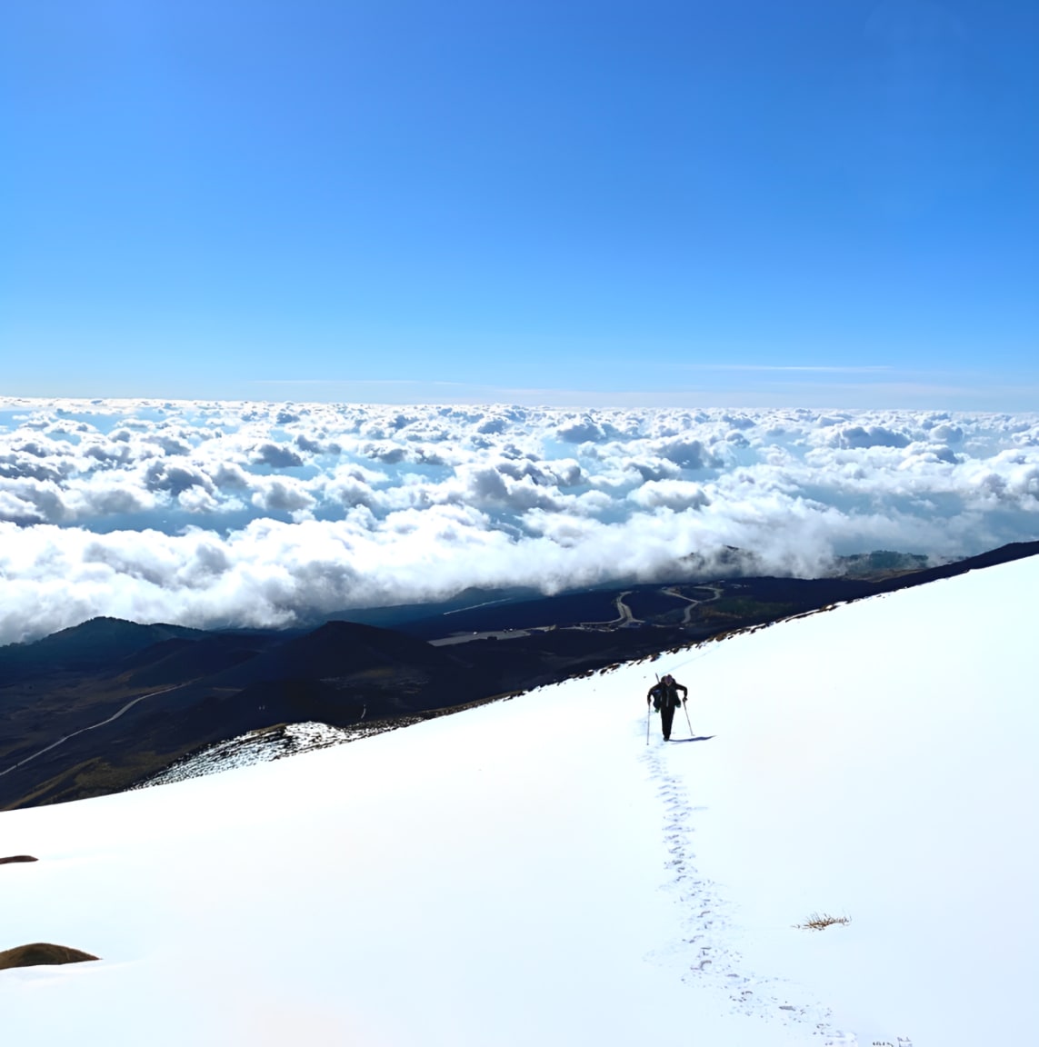 Raquetas de nieve en el Etna