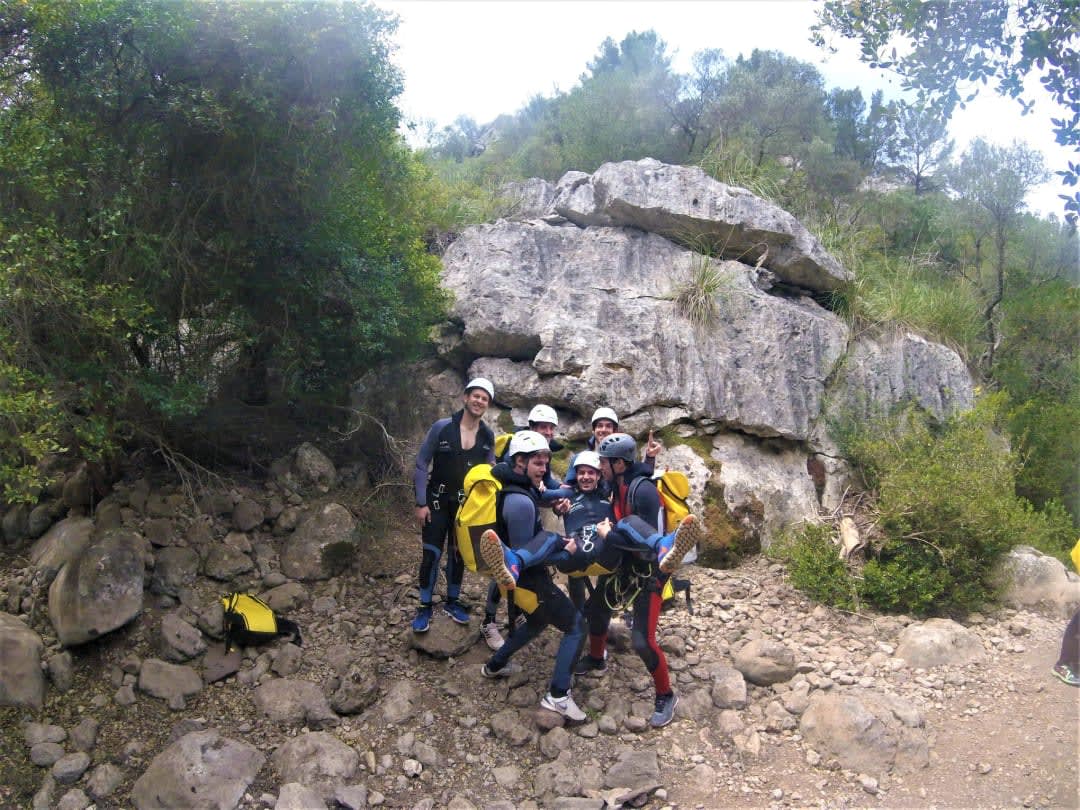 Canyoning in the Torrent de Muntanya, near Pollença