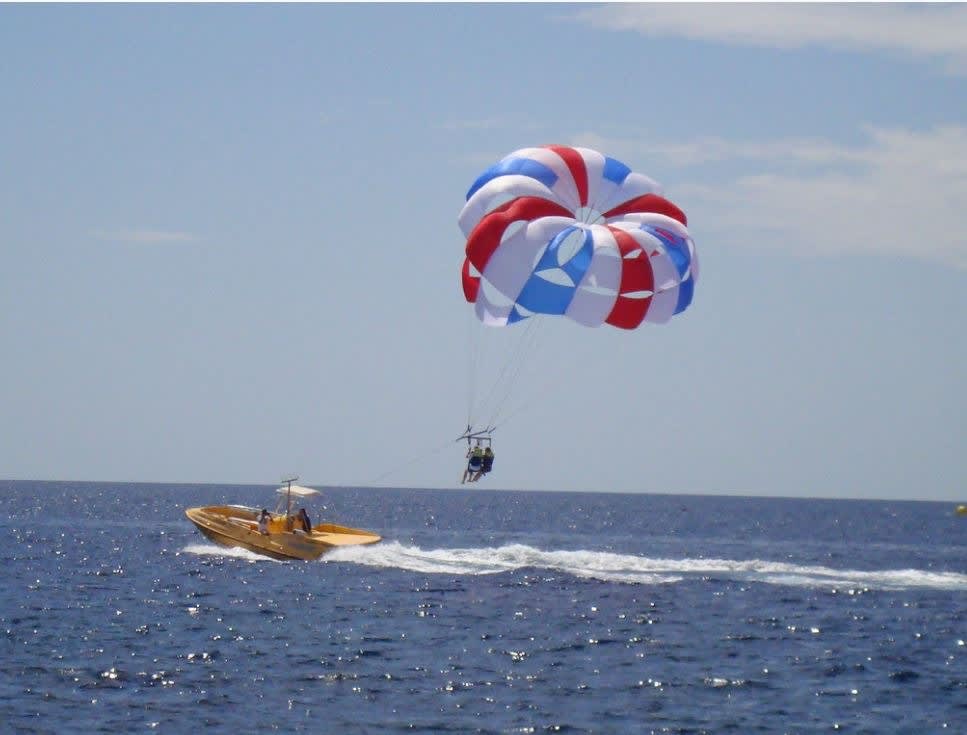 Parasailing on ocean