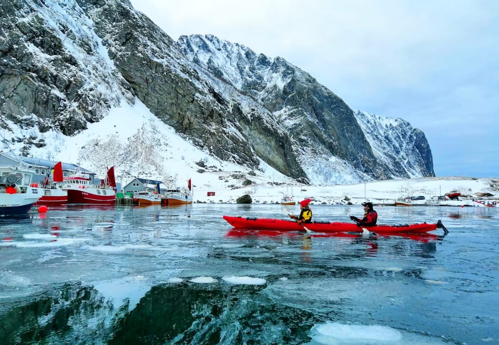 Winter kayaking in the Lofoten Archipelago