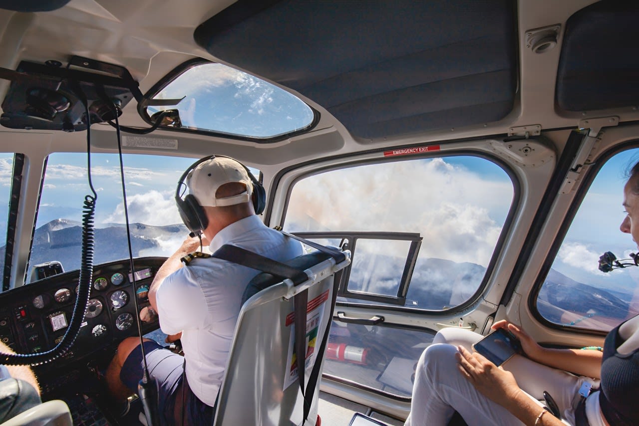 Helicopter flight over Mount Etna