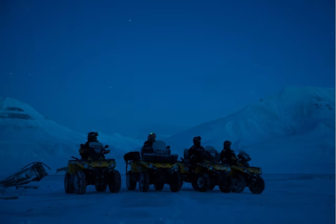 Polar Night Quad Biking in the Advent Valley from Longyearbyen in Svalbard