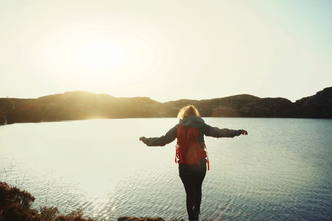 A woman hiking in Norway