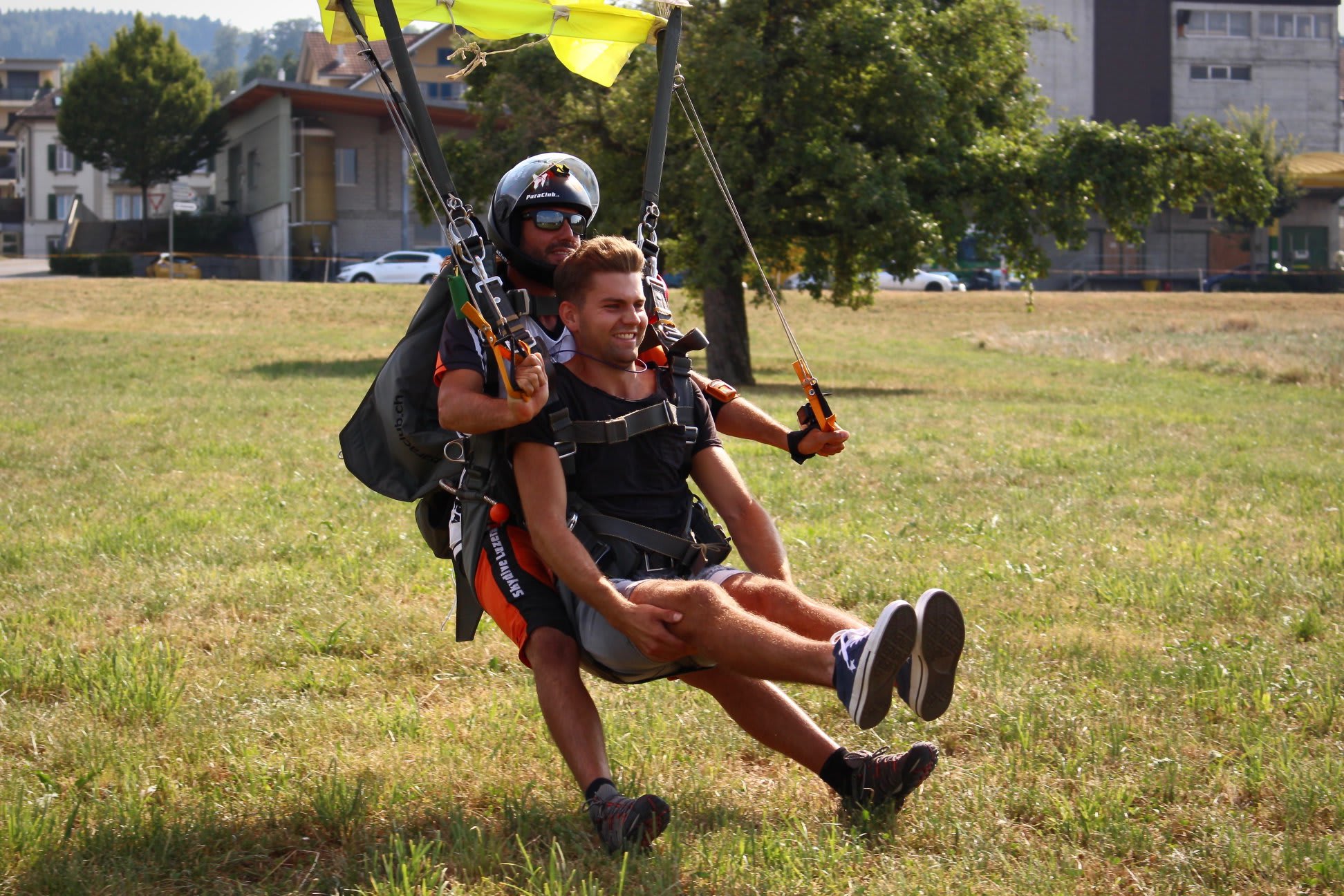 Tandem skydive landing