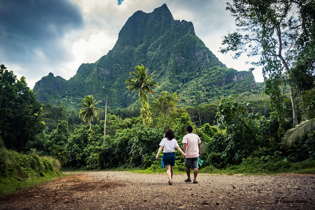 Randonnée dans les montagnes de Moorea ; vallée d'Opunohu