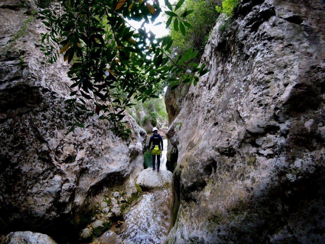 Canyoning in the canyon of Na Mora in the Serra de Tramuntana, Mallorca