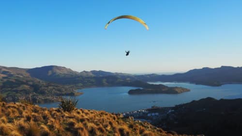 Paragliding in Lyttelton Harbor, Christchurch