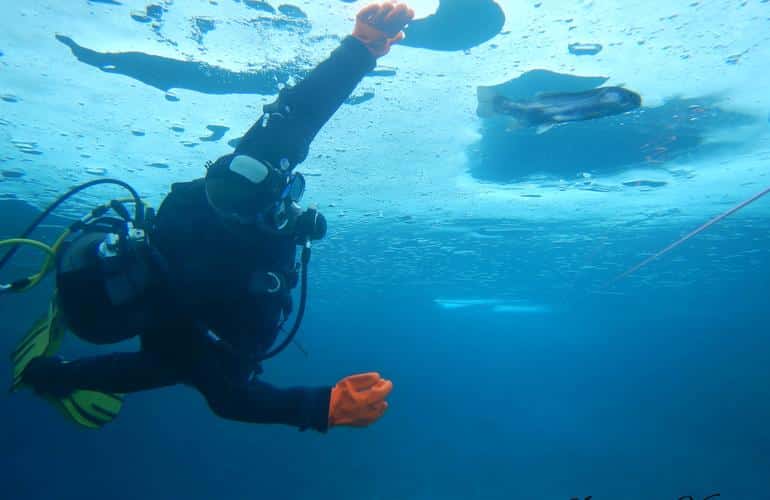 Ice diving in Val Cenis