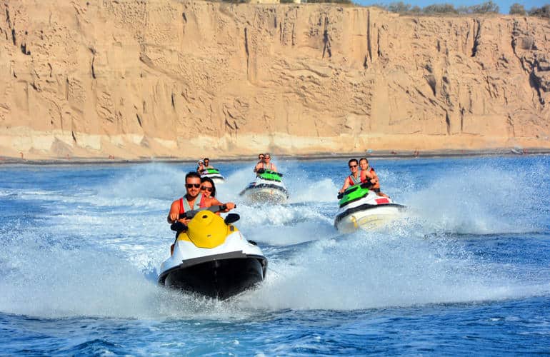 Jet skiing in Santorini