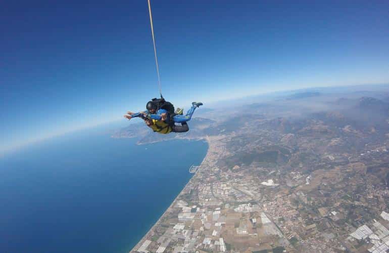 Tandem parachute jump over the Amalfi Coast