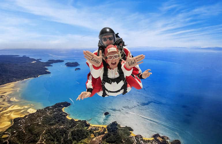 Skydiving over Abel Tasman National park 