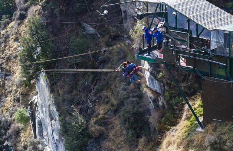 Canyon swing over the Shotover Canyon in New Zealand