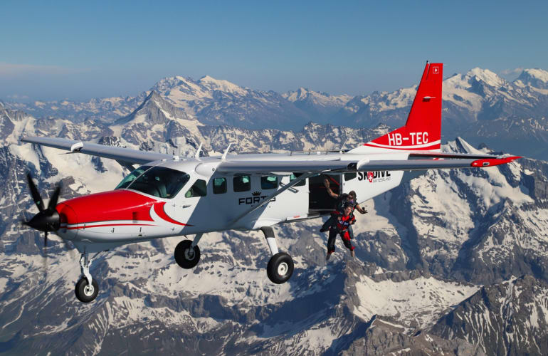 Jumping out of an airplane over Interlaken