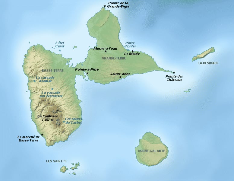 Map of the Eastern Caribbean and the location of La Désirade (detail);