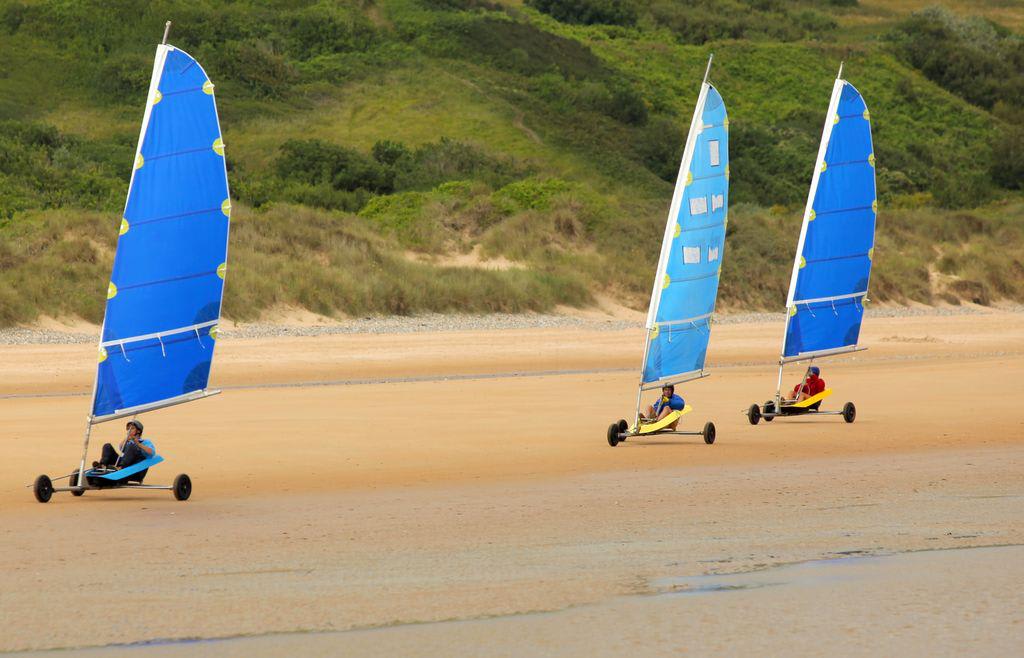 Sand yachting on a beach