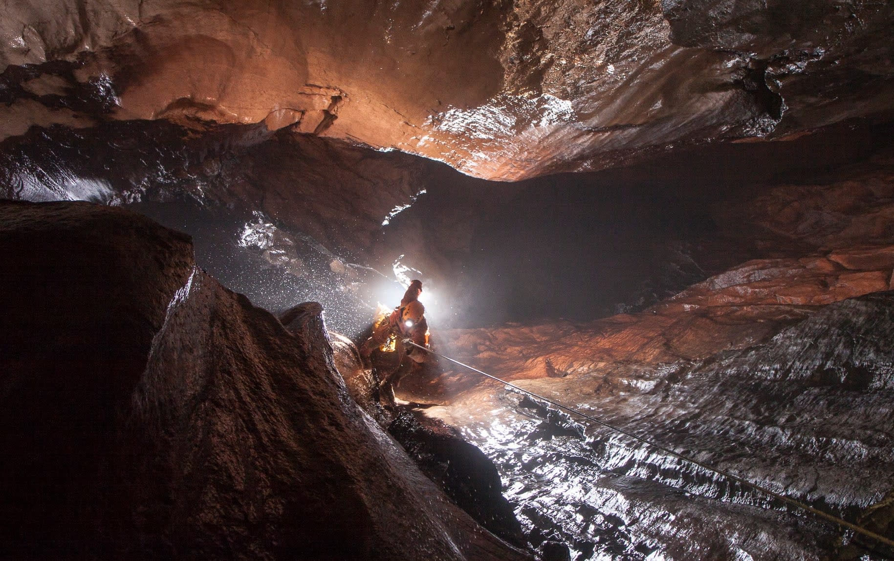 caving and abseiling